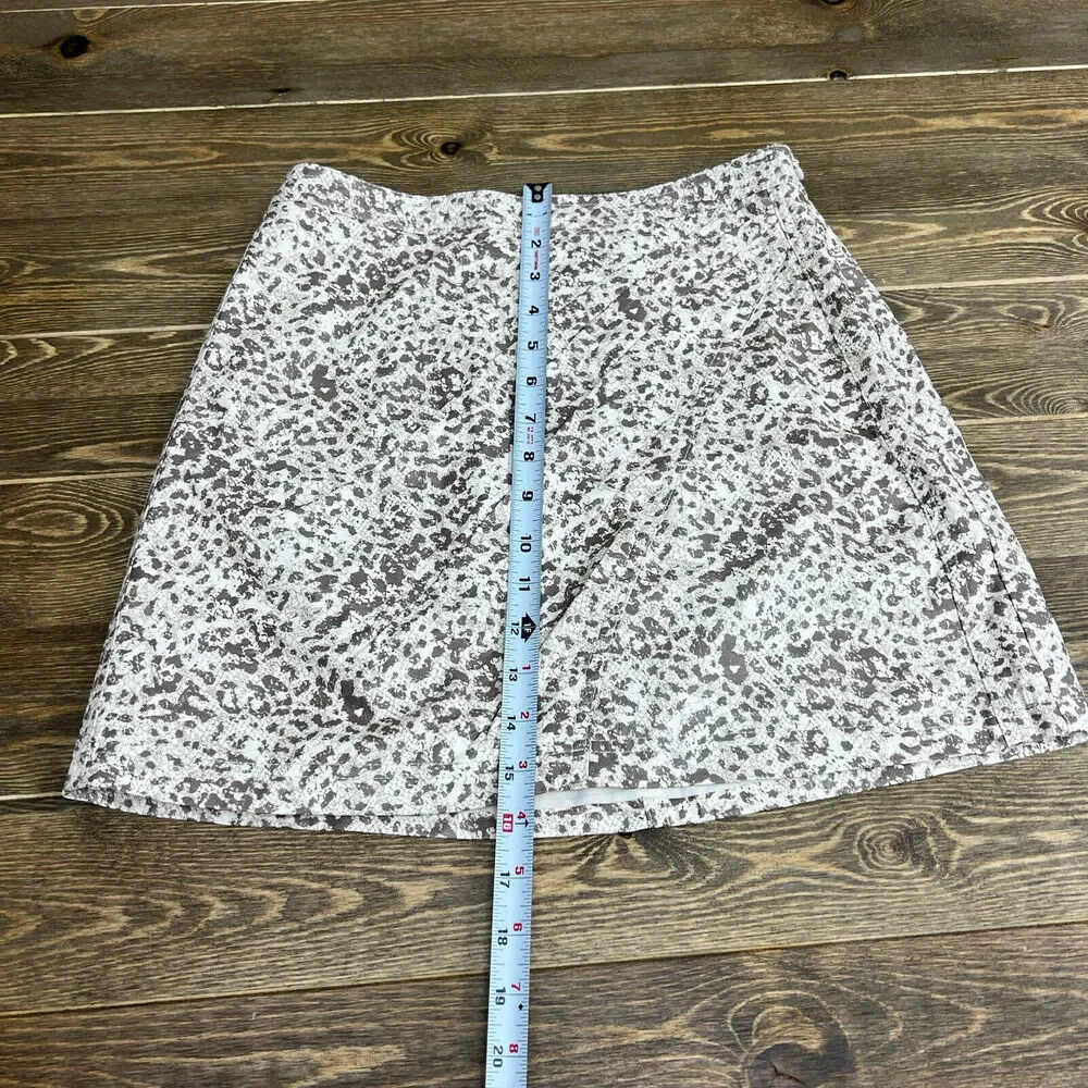Free People Size 4 Fake‎ Out Brown Leopard Print Faux Wrap Mini Skirt Vegan - Picture 6 of 7